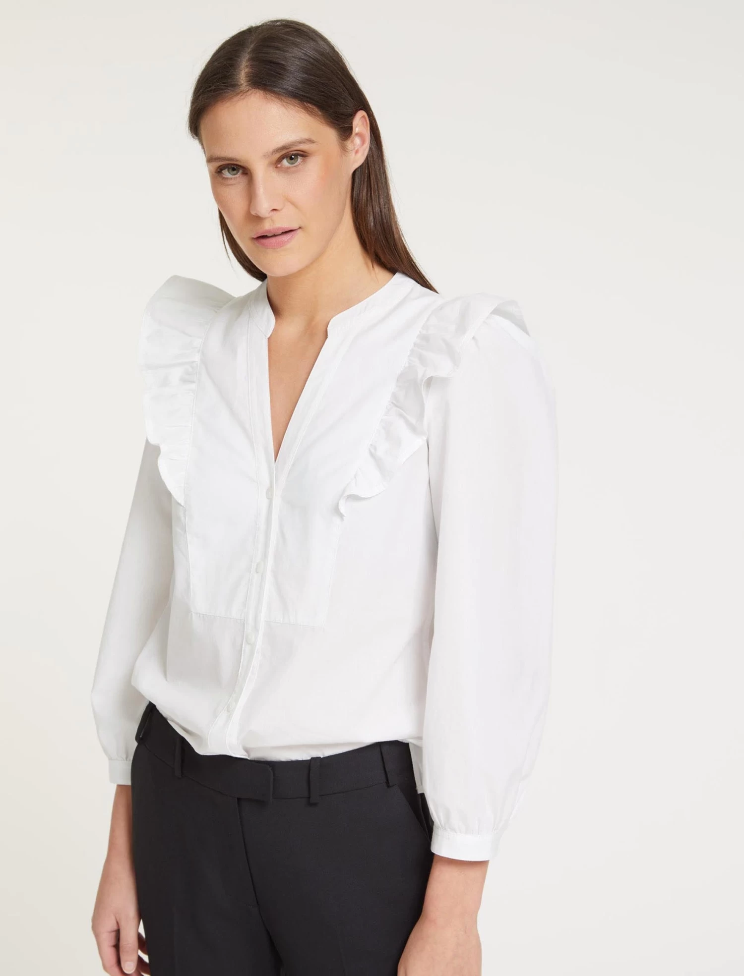 Dixie Organic Cotton V Neck Shirt - White - Image 3
