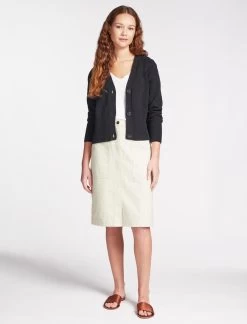 Sidney Cotton Twill Pencil Skirt - Ecru