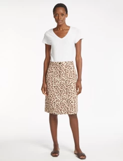 Sidney Cotton Twill Pencil Skirt - Leopard Print