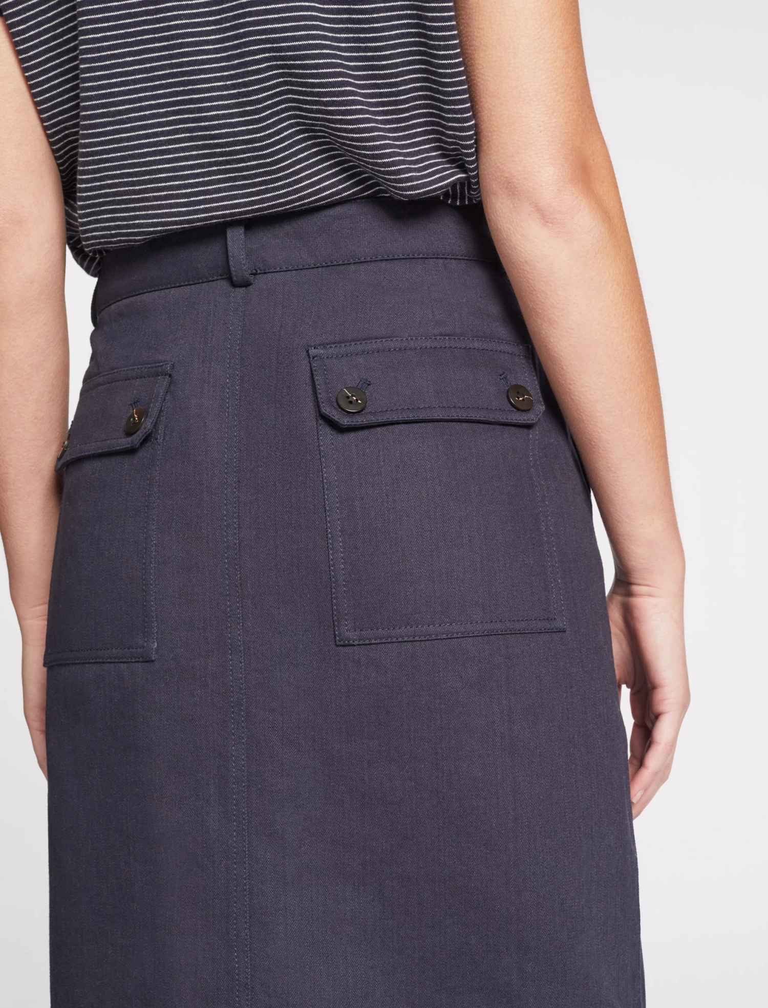Sidney Cotton Twill Pencil Skirt - Navy - Image 4