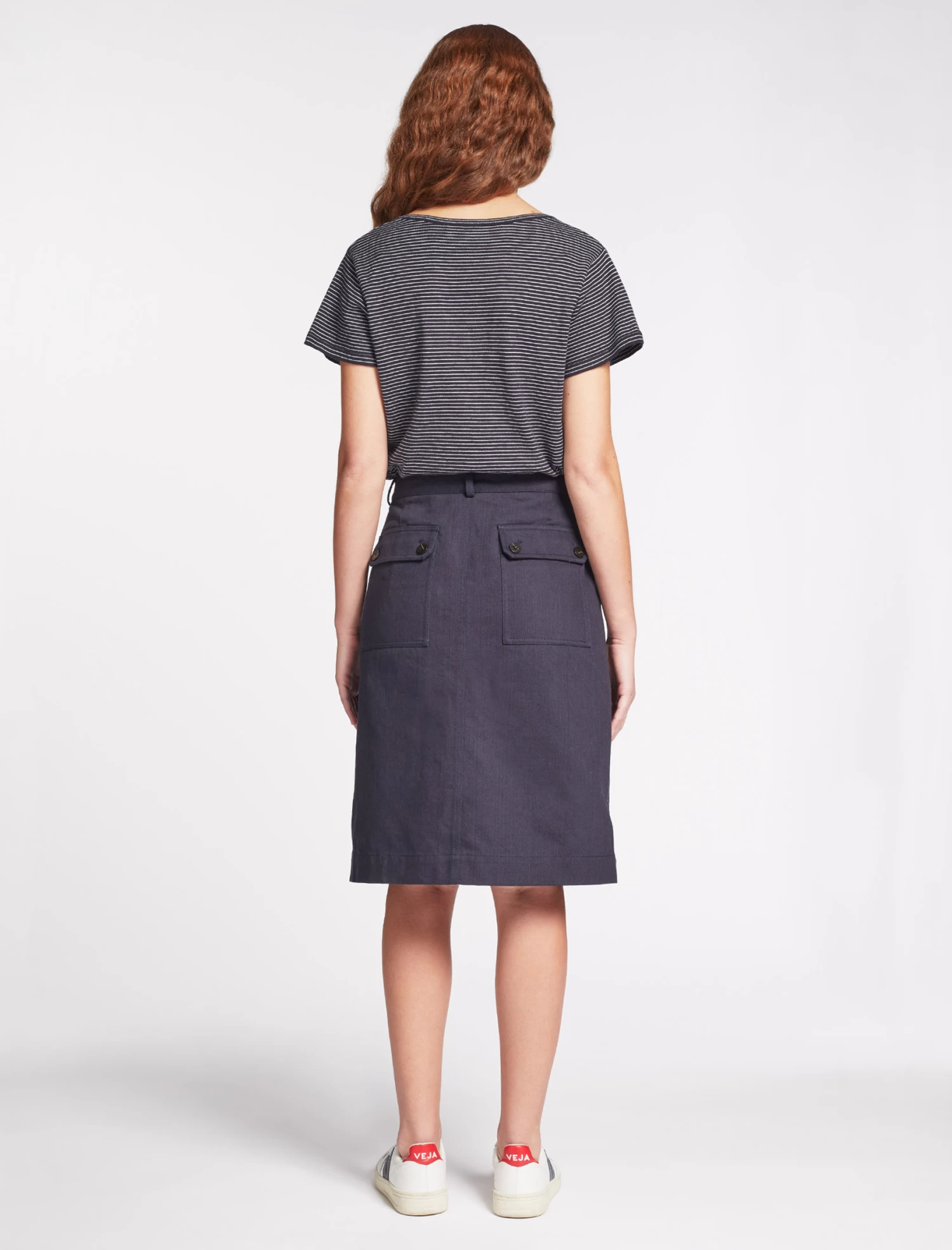 Sidney Cotton Twill Pencil Skirt - Navy - Image 5