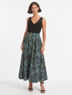 Thandie Organic Cotton Maxi Skirt - Multi Coloured Large Floral Print