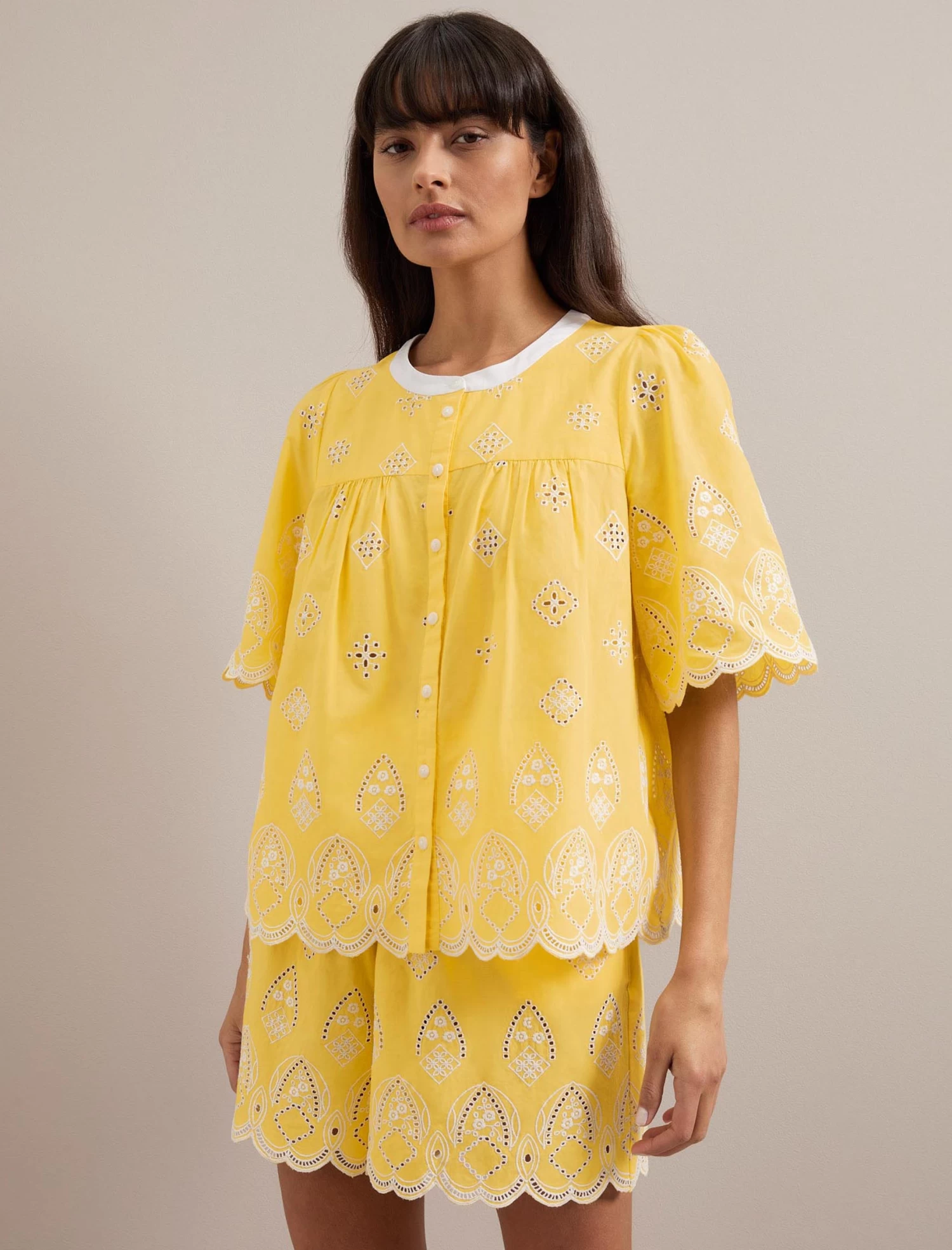 Bonnie Organic Cotton Blouse - Yellow White - Image 5