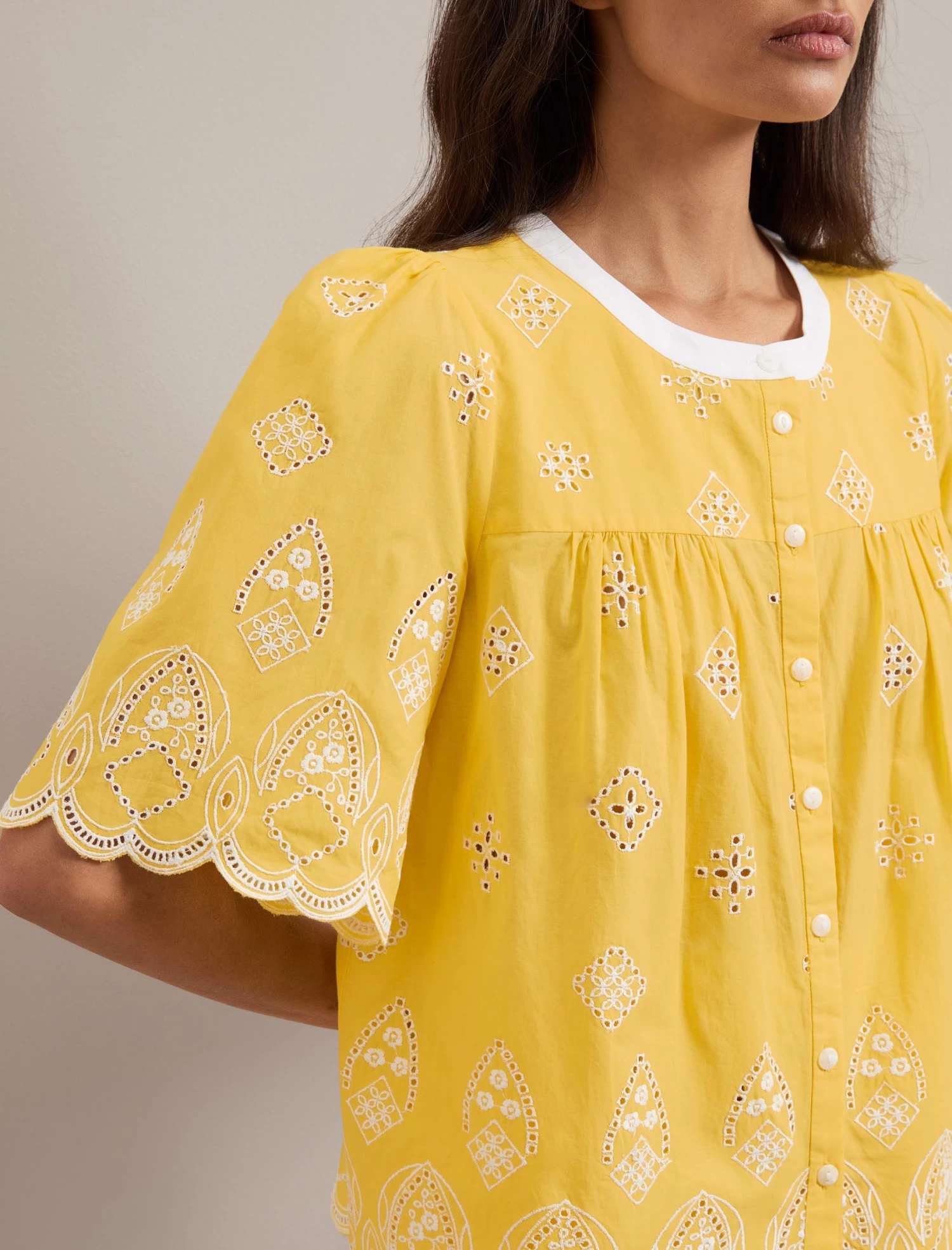 Bonnie Organic Cotton Blouse - Yellow White - Image 3