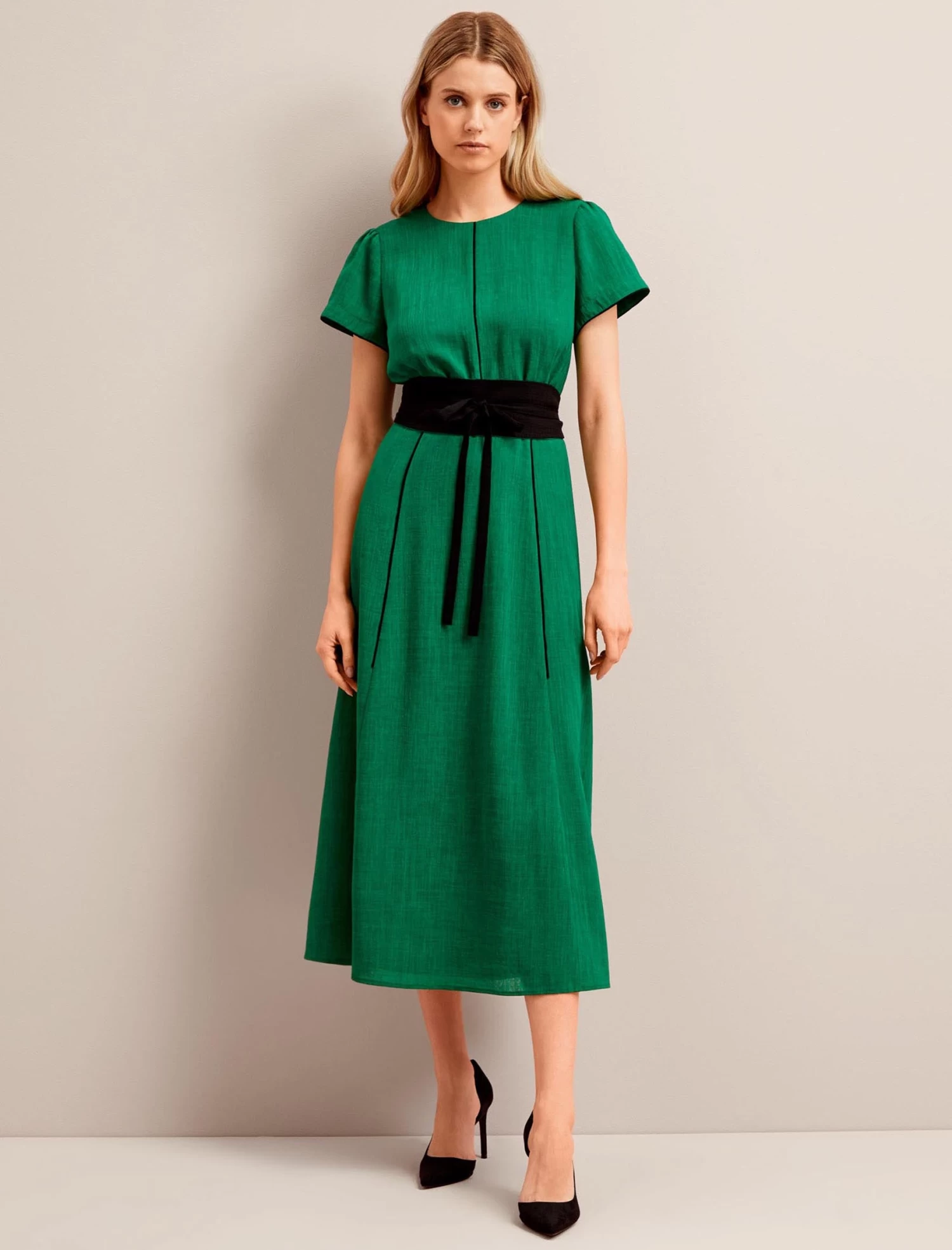 Rosie Techni Voile Maxi Dress - Emerald Green Black - Image 4