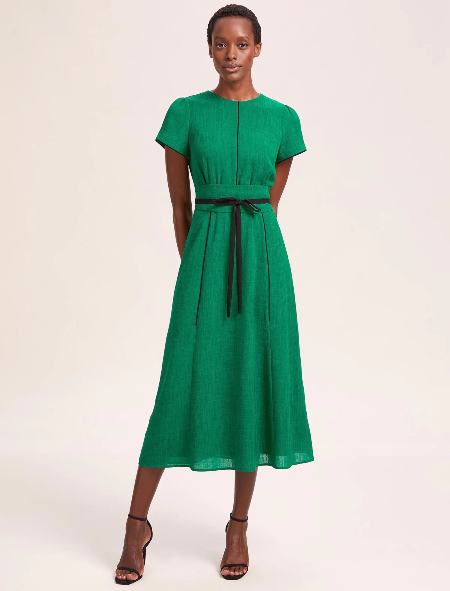 Rosie Techni Voile Maxi Dress - Emerald Green Black - Image 2