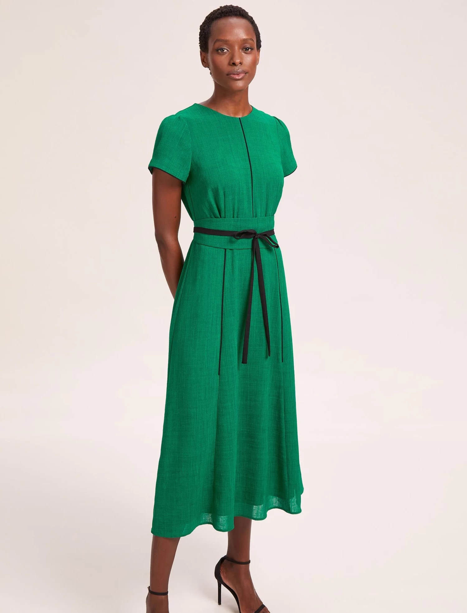 Rosie Techni Voile Maxi Dress - Emerald Green Black - Image 6