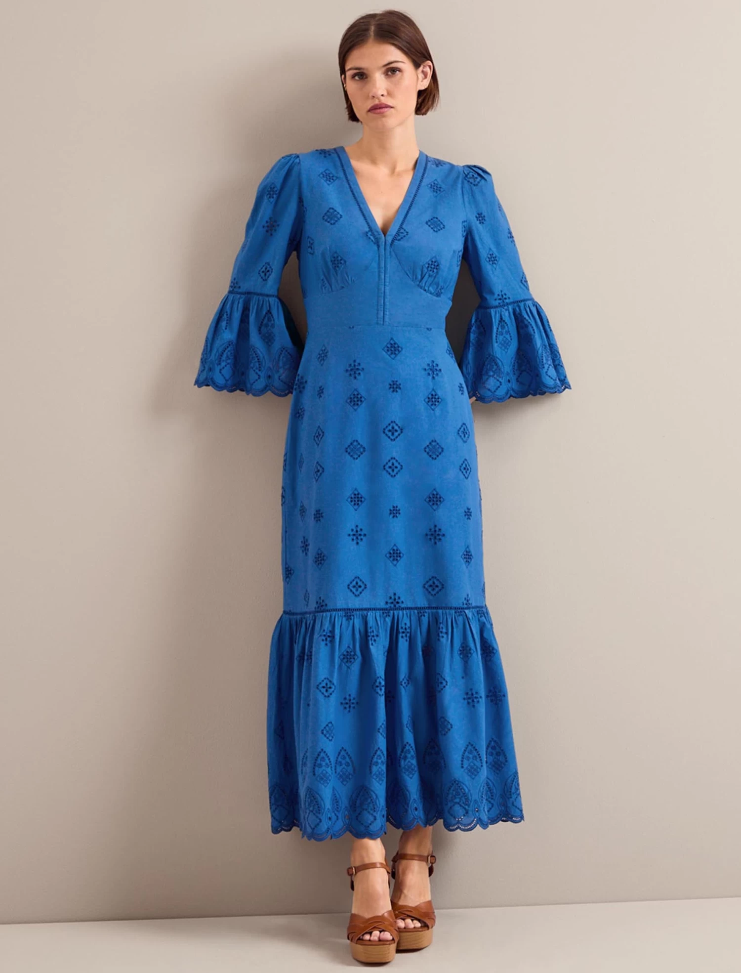Daphne Organic Cotton Maxi Dress - Blue - Image 3