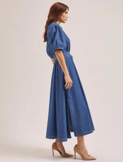 Wren Denim Maxi Dress - Light Blue