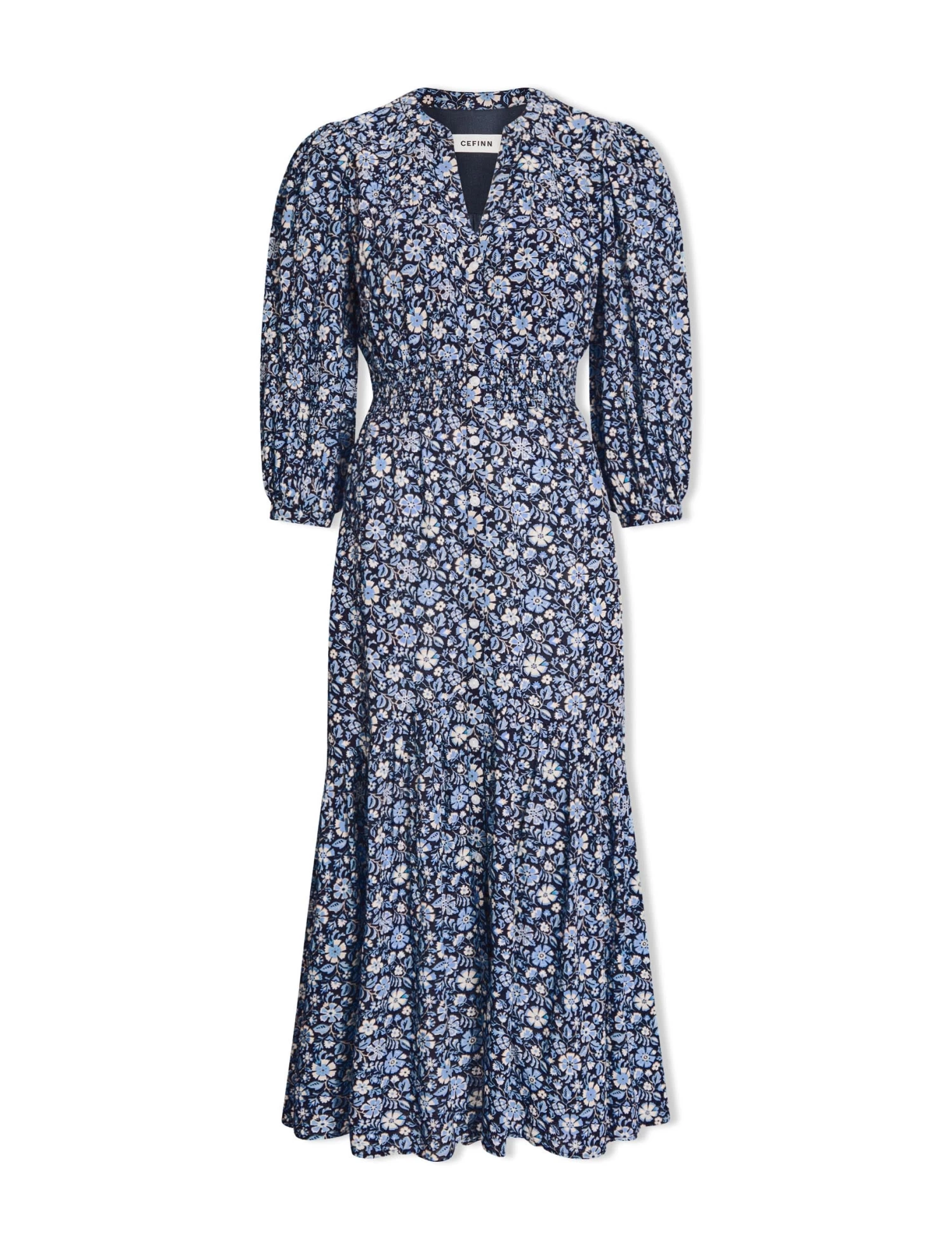 Aspen Cotton Blend Maxi Dress - Blue Ditsy Carnation Print - Image 9