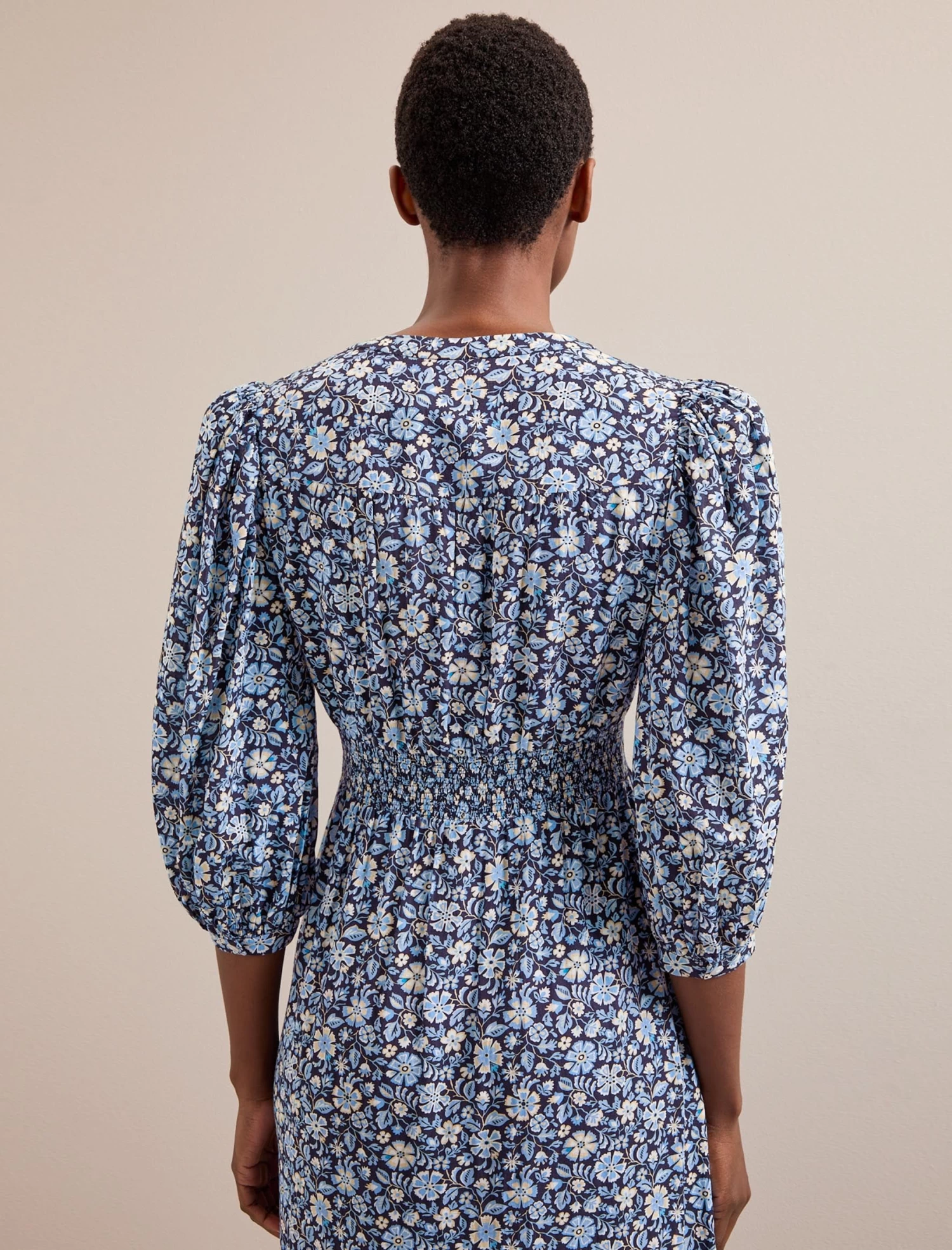 Aspen Cotton Blend Maxi Dress - Blue Ditsy Carnation Print - Image 4