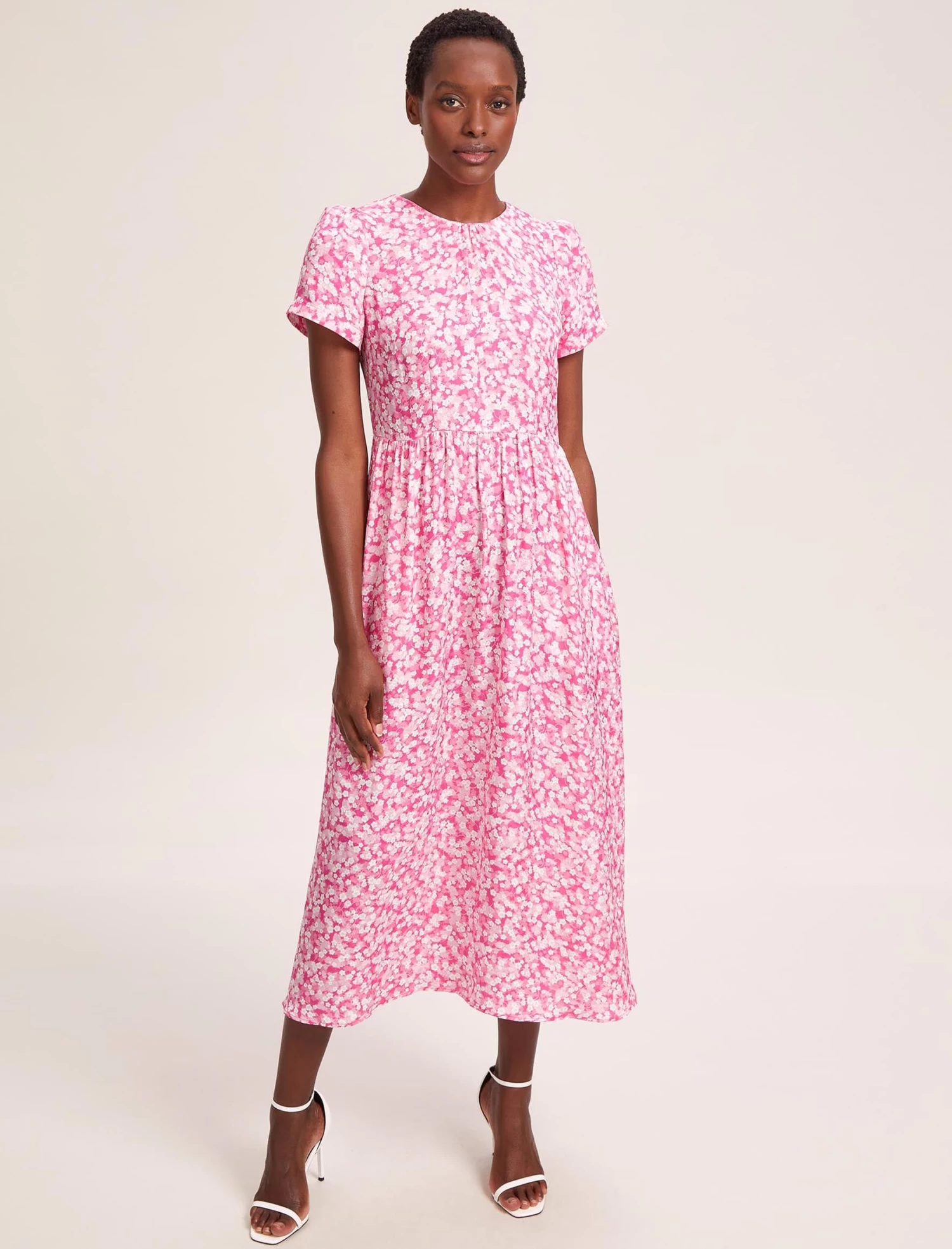 Nina Cotton Blend Maxi Dress - Hot Pink Blossom Print - Image 5