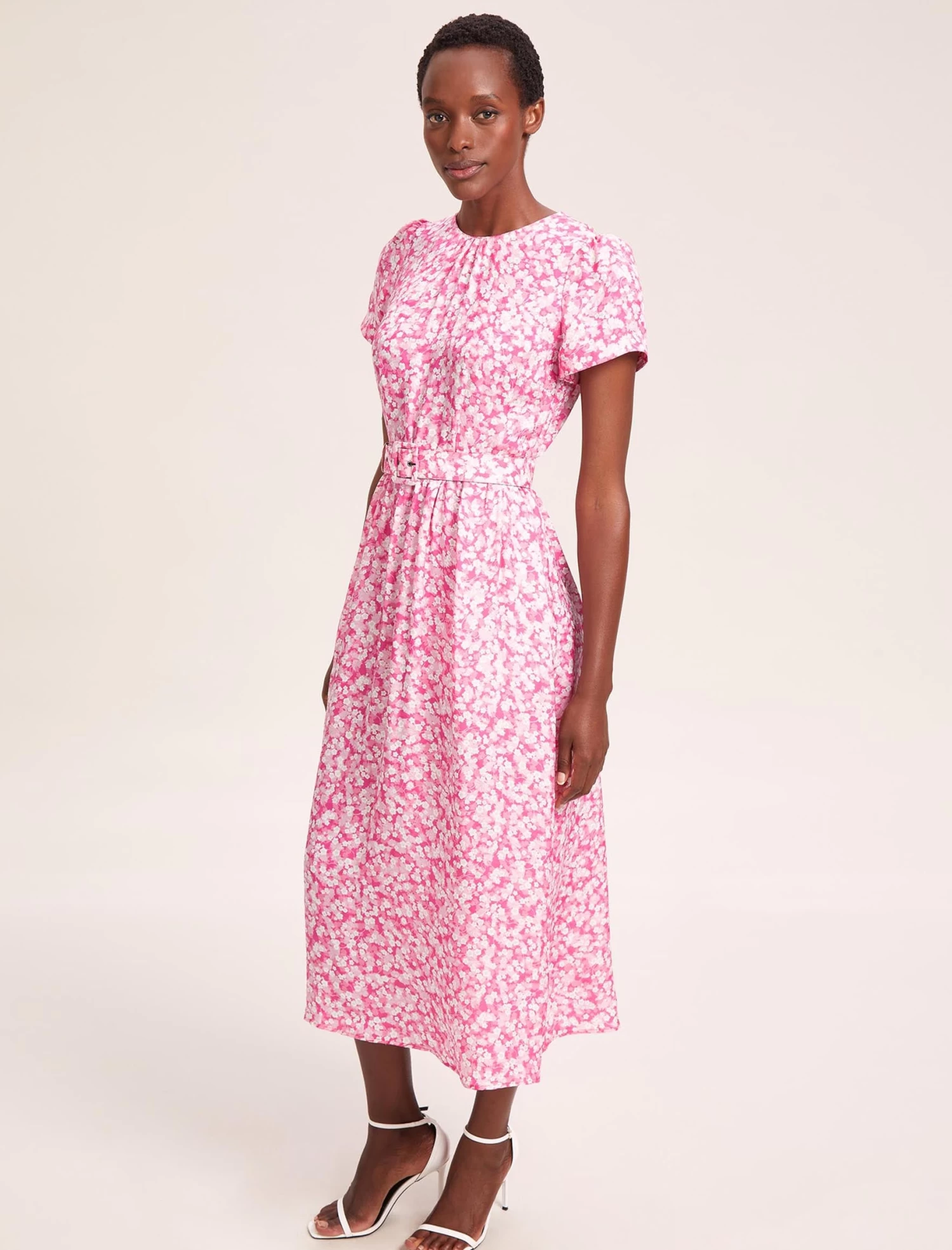 Nina Cotton Blend Maxi Dress - Hot Pink Blossom Print - Image 6