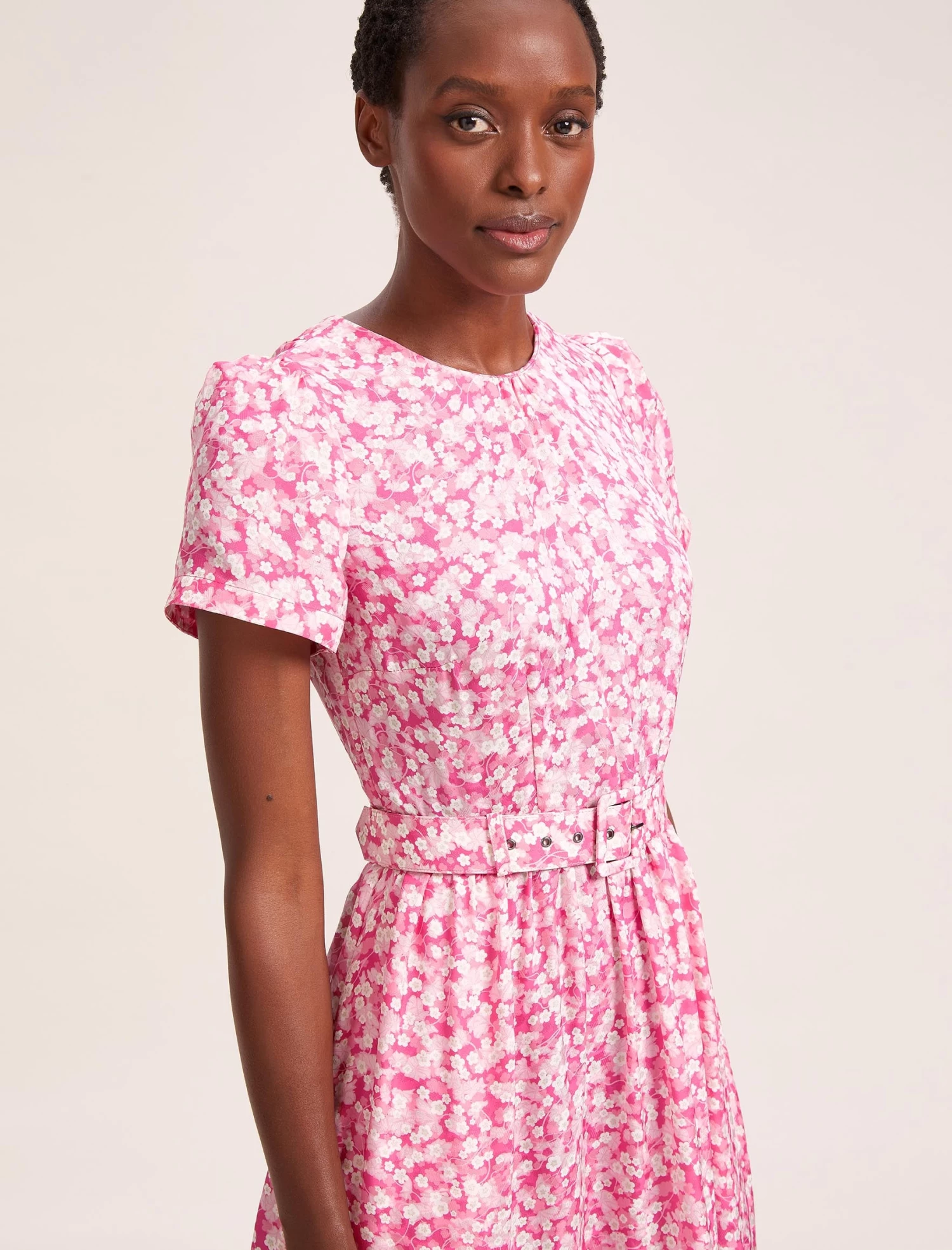 Nina Cotton Blend Maxi Dress - Hot Pink Blossom Print - Image 2