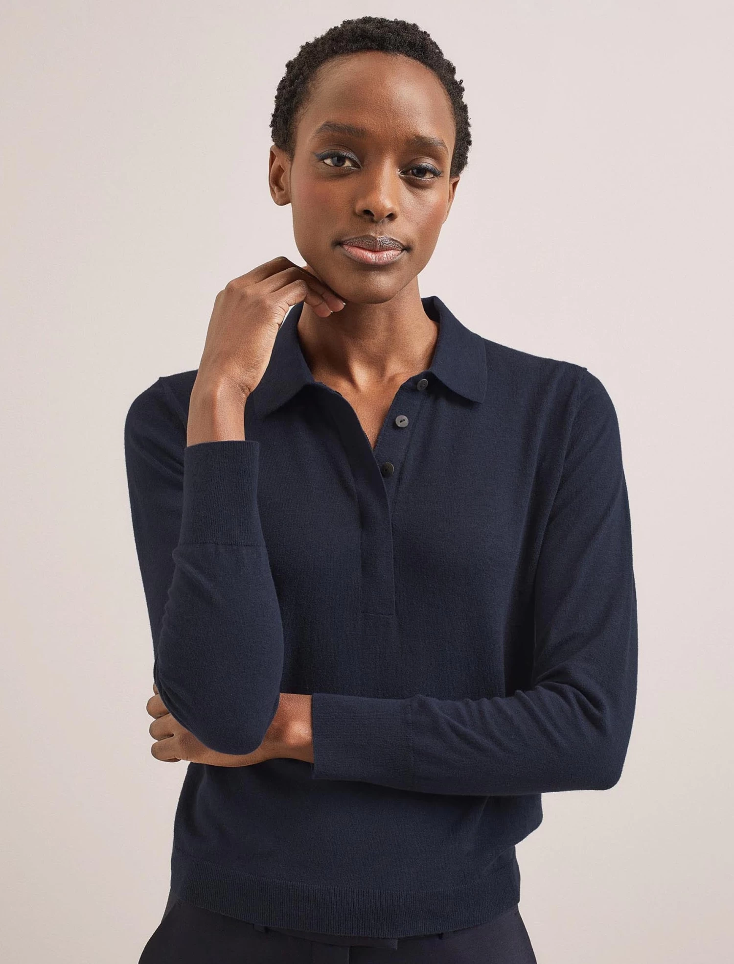 Josie Linen Blend Jumper - Navy - Image 2