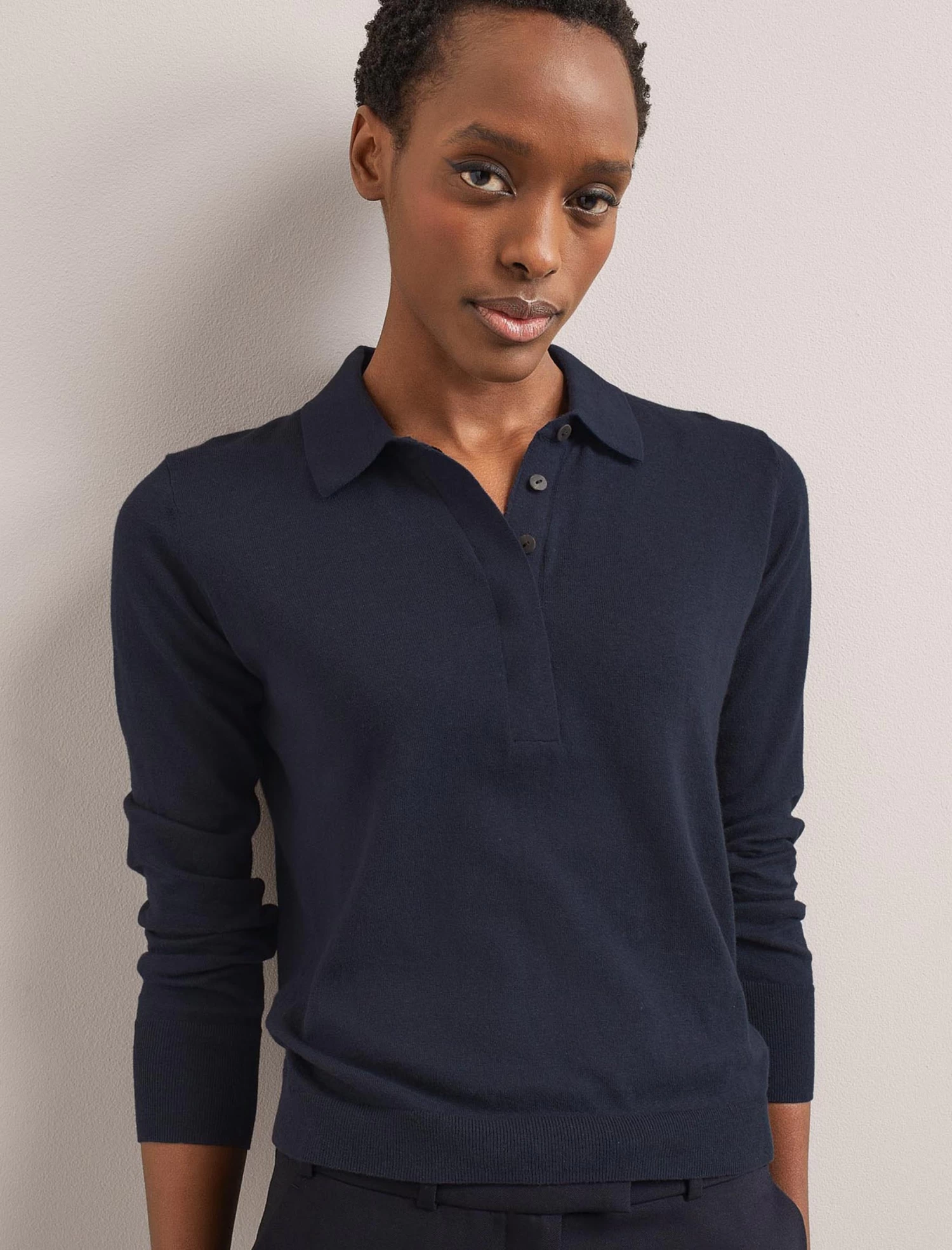 Josie Linen Blend Jumper - Navy - Image 4