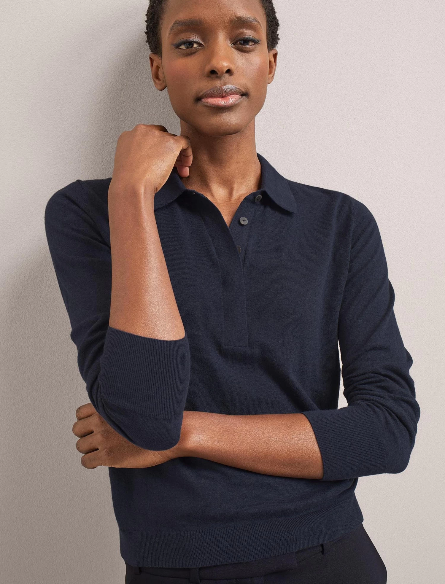 Josie Linen Blend Jumper - Navy - Image 3