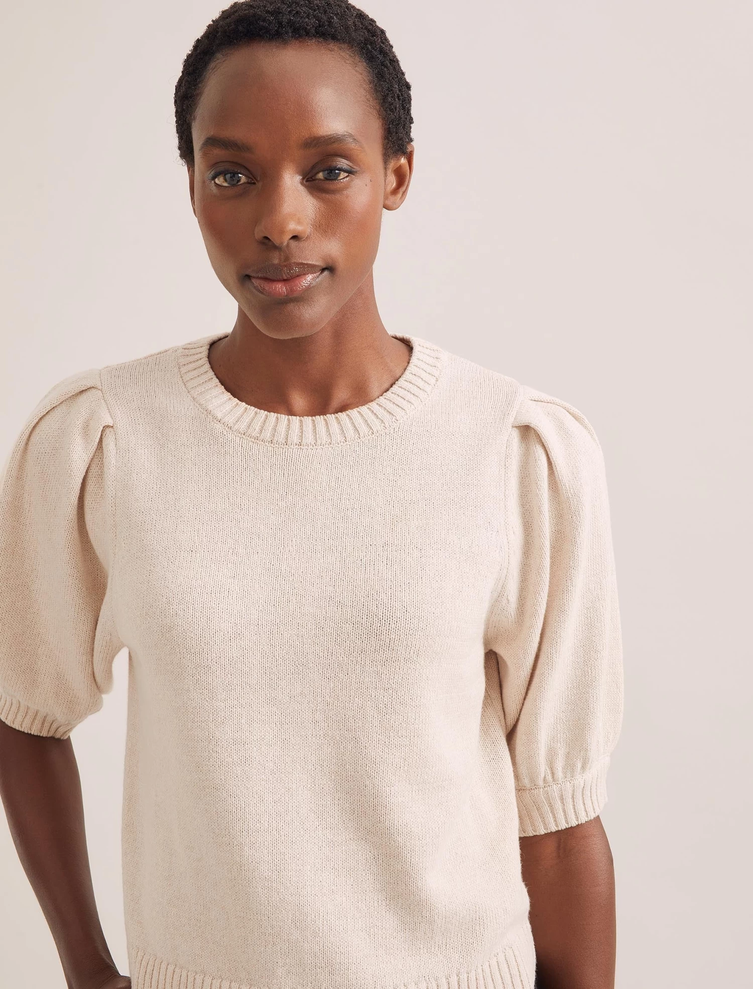 Amalie Linen Blend Jumper - Oatmeal - Image 3