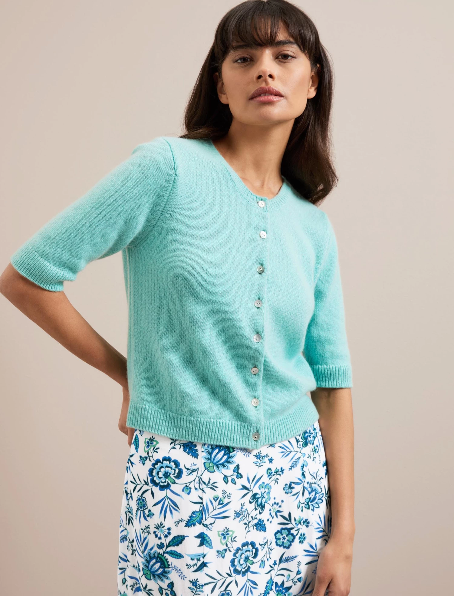 Clara Cashmere Cardigan - Spearmint