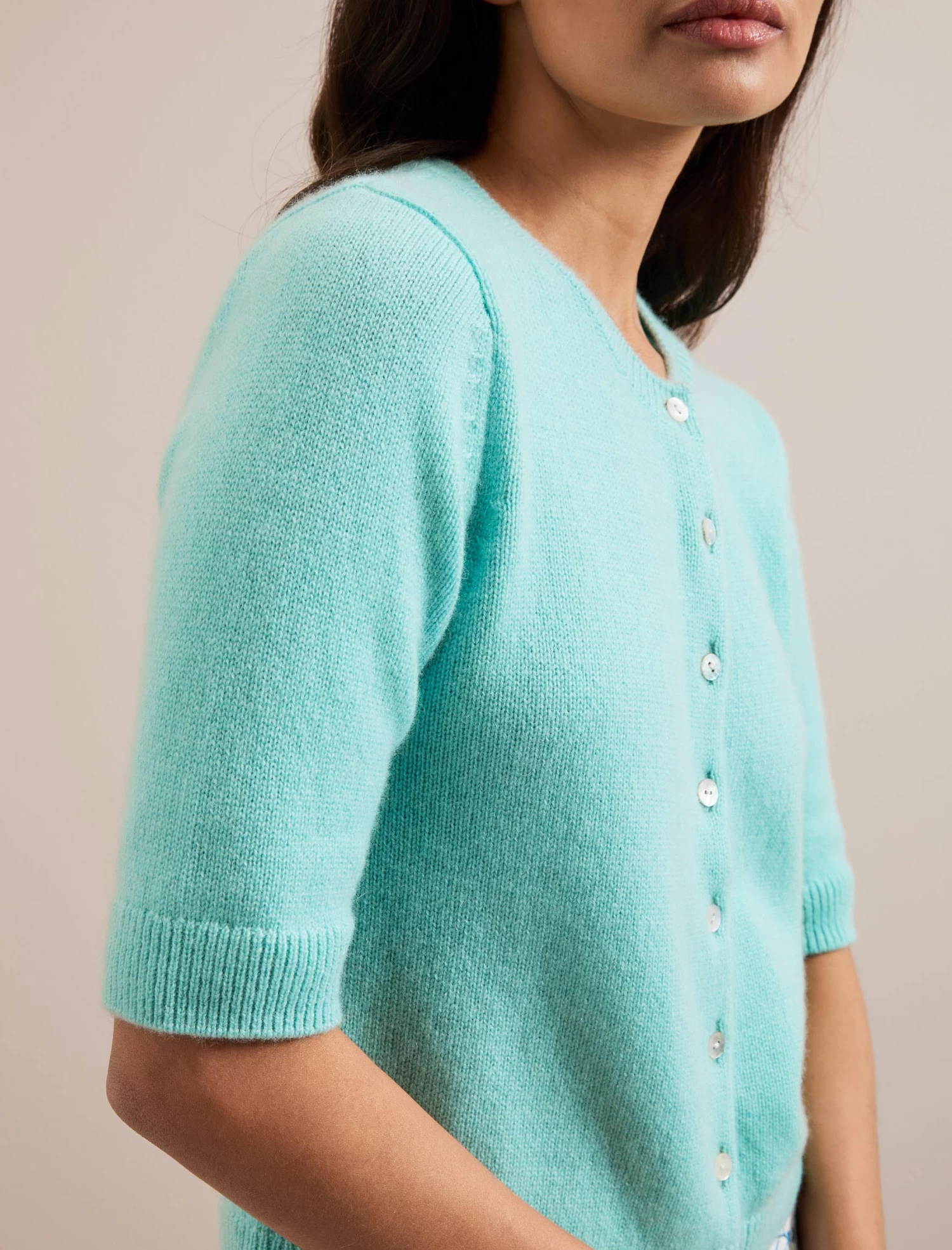 Clara Cashmere Cardigan - Spearmint - Image 3