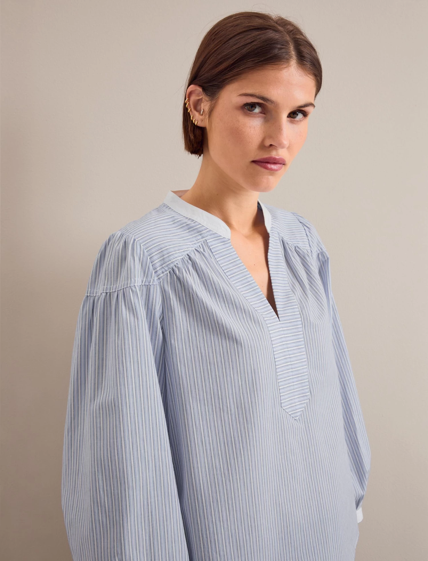 Erica Organic Cotton Shirt - Mid Stripe Blue White - Image 4