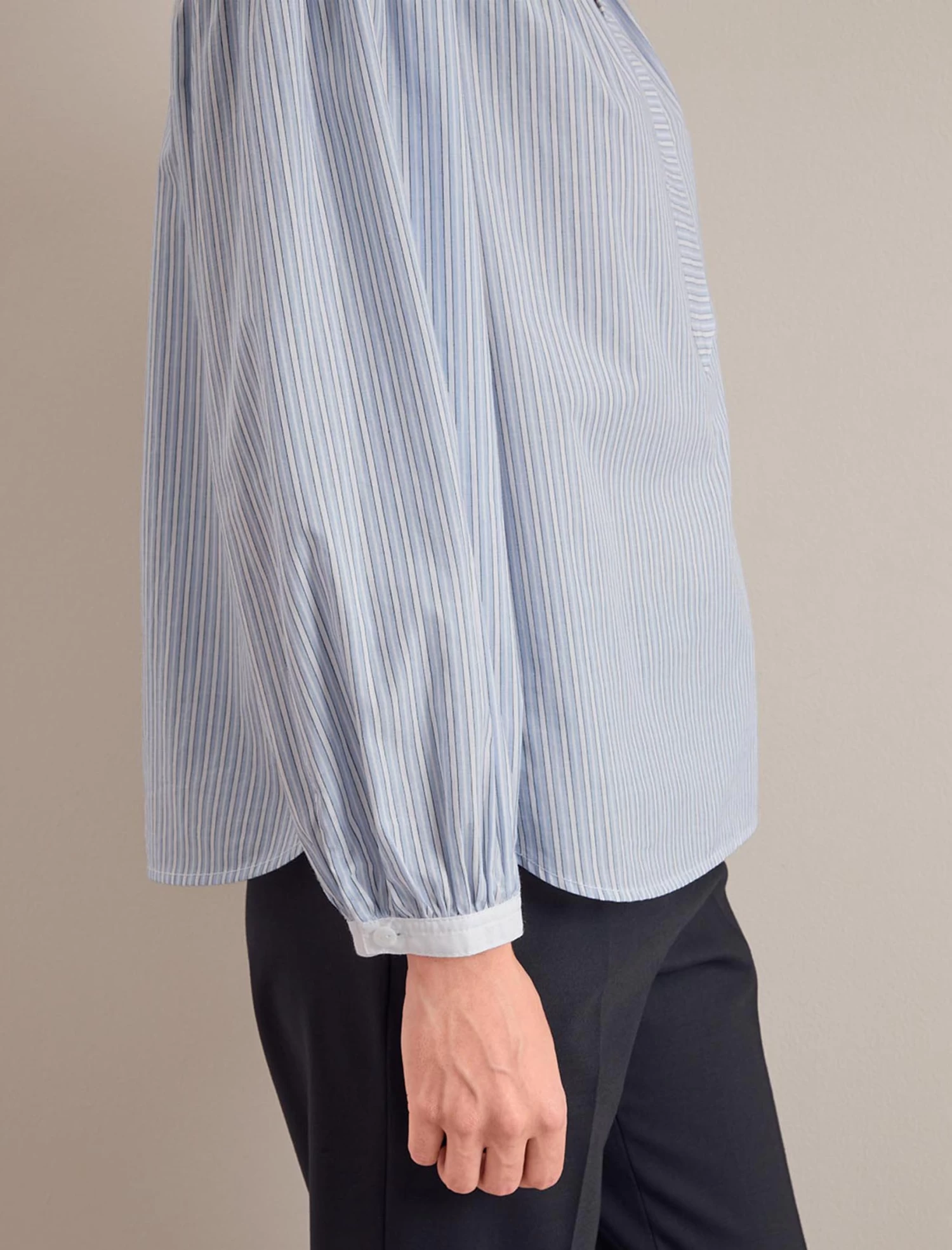 Erica Organic Cotton Shirt - Mid Stripe Blue White - Image 5