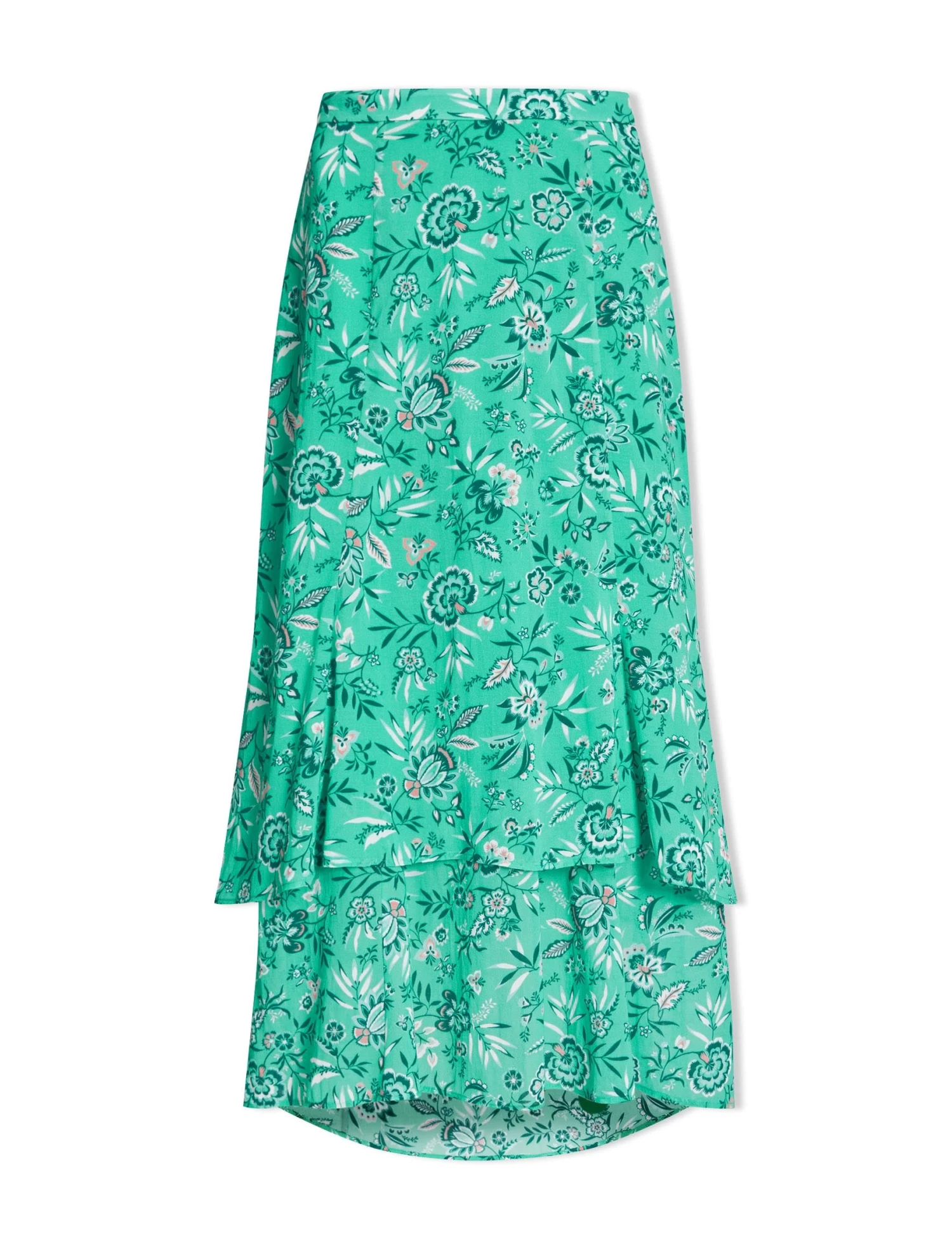Lotta Cotton Blend Maxi Skirt - Green White Palm Floral - Image 9