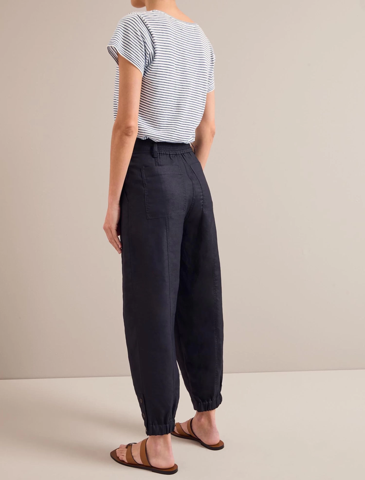 Tyson Techni Linen Tapered Trouser - Navy - Image 3