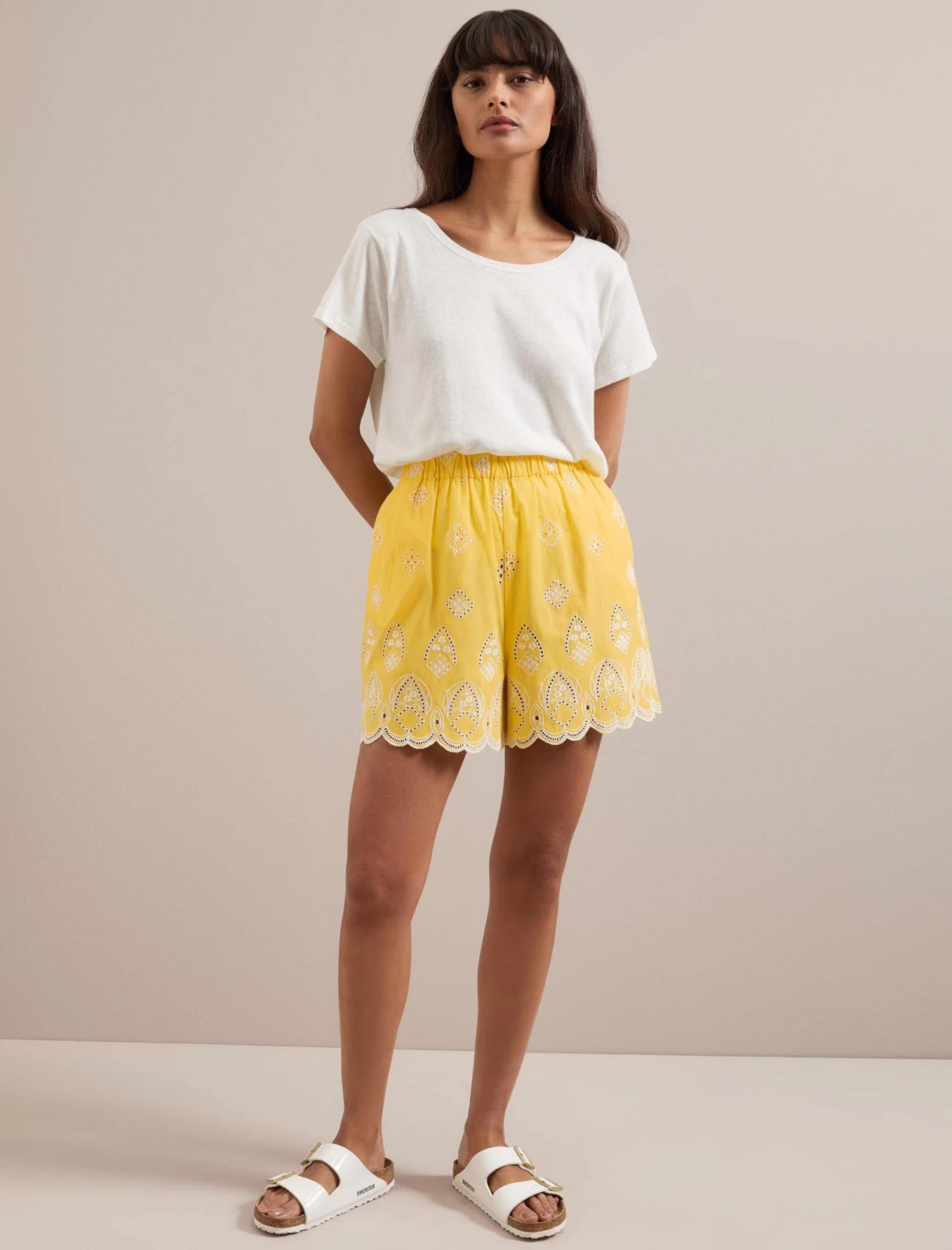 Bonnie Organic Cotton Shorts - Yellow White - Image 3