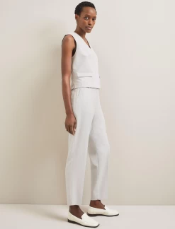 Tatum Linen Blend Easy Waist Trouser - Pearl