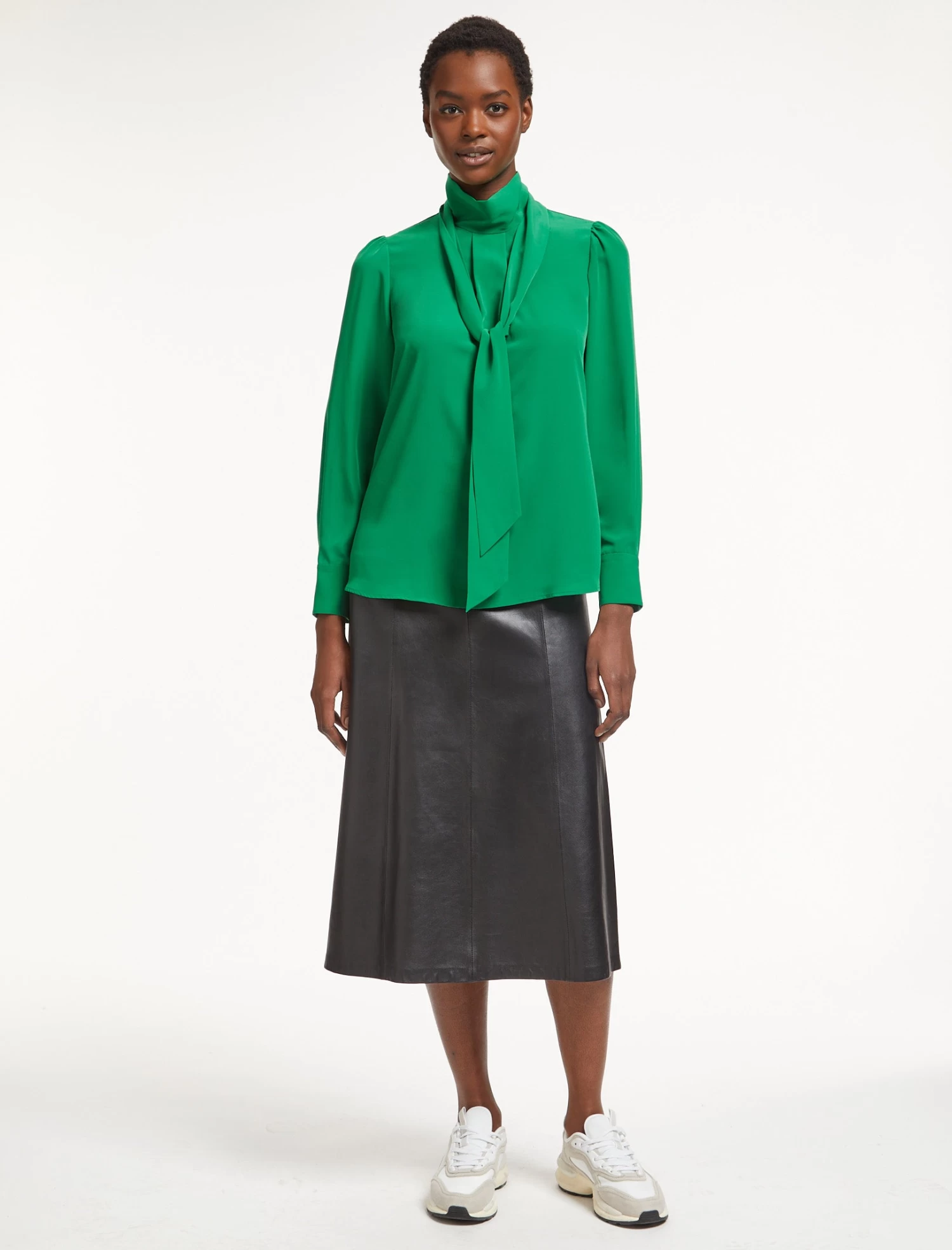 Bianca Blouse With Scarf - Emerald Green - Image 5