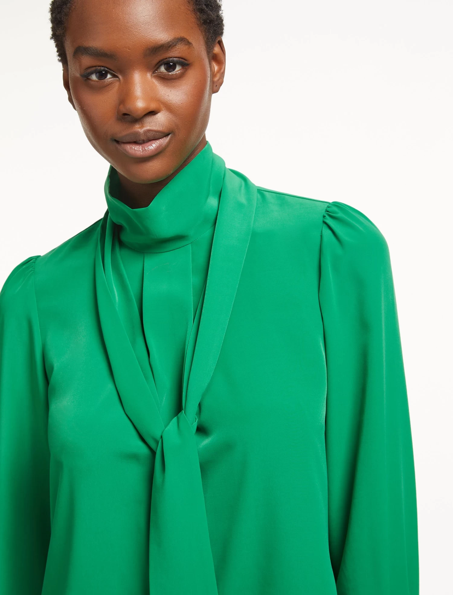 Bianca Blouse With Scarf - Emerald Green - Image 3