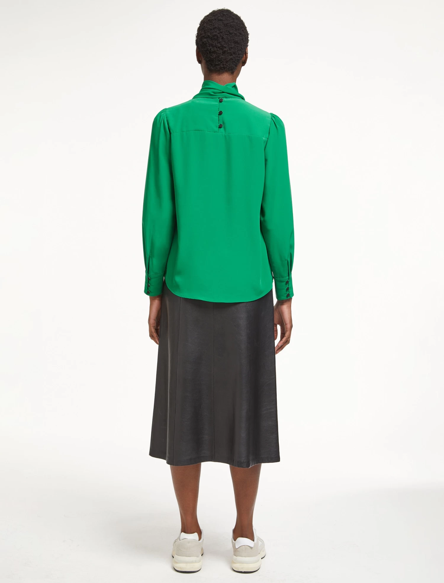 Bianca Blouse With Scarf - Emerald Green - Image 6