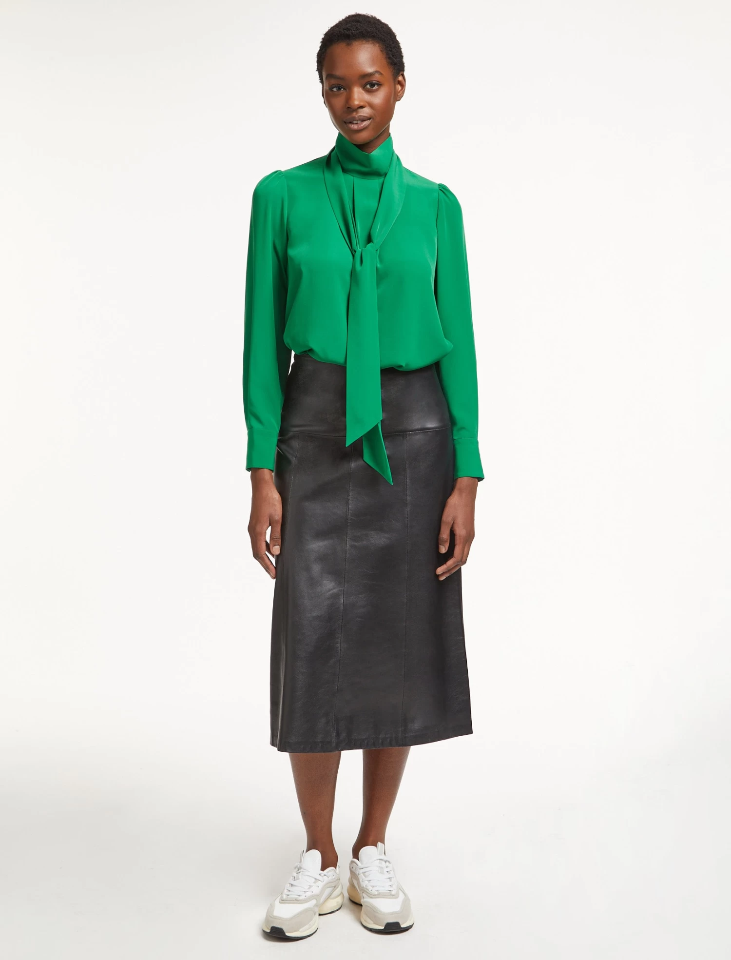 Bianca Blouse With Scarf - Emerald Green - Image 2