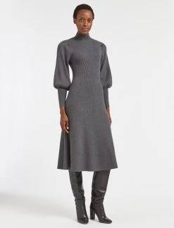 Eva Wool Knit Maxi Dress - Dark Grey