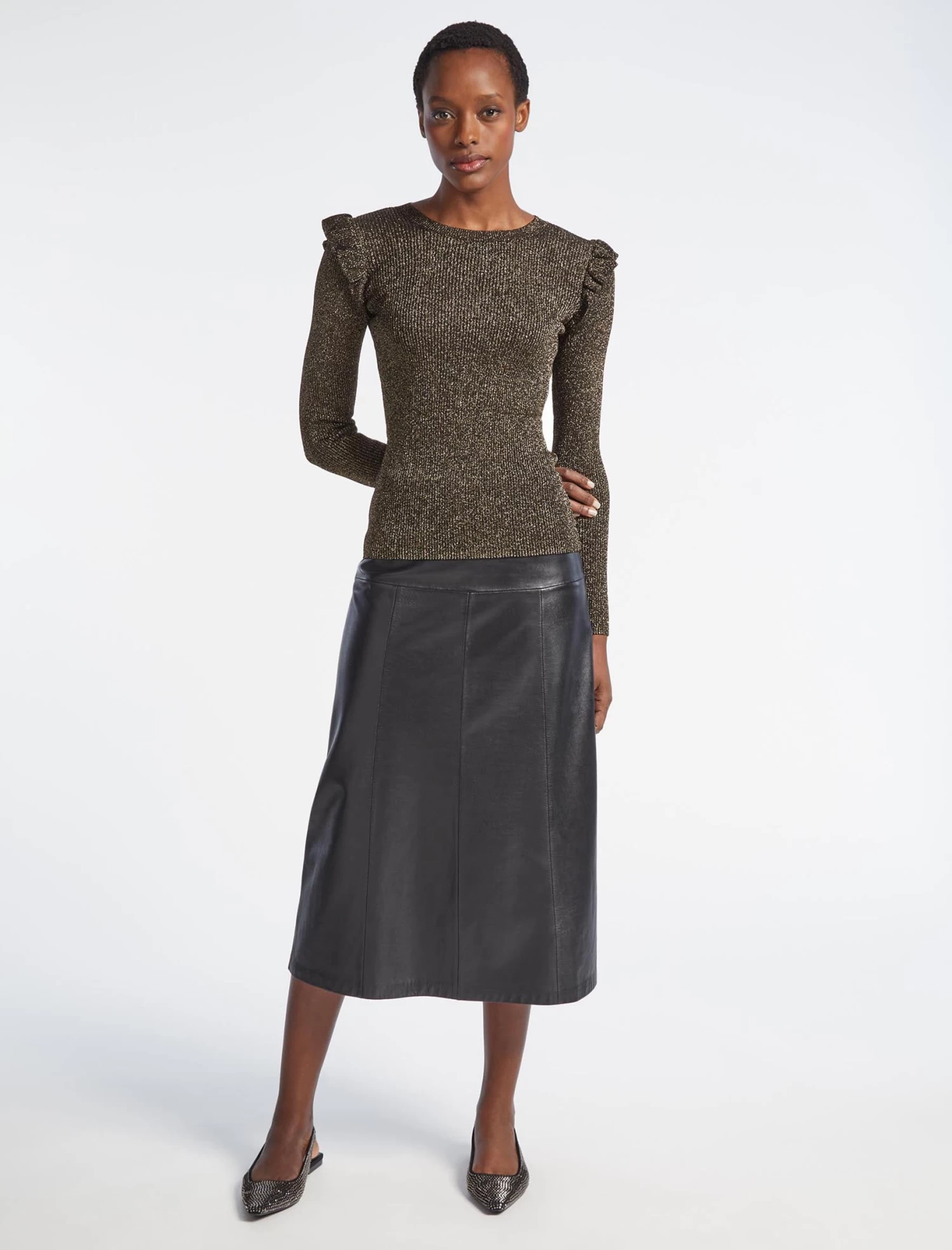 Jessie Lurex Metallic Jumper - Dark Gold - Image 2