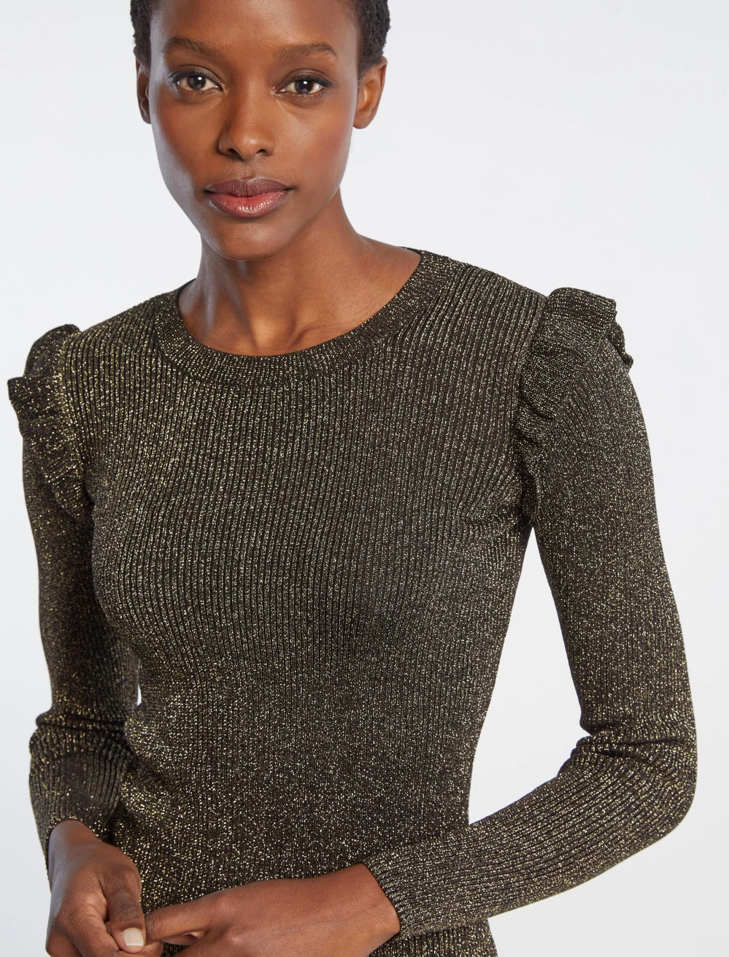 Jessie Lurex Metallic Jumper - Dark Gold - Image 3