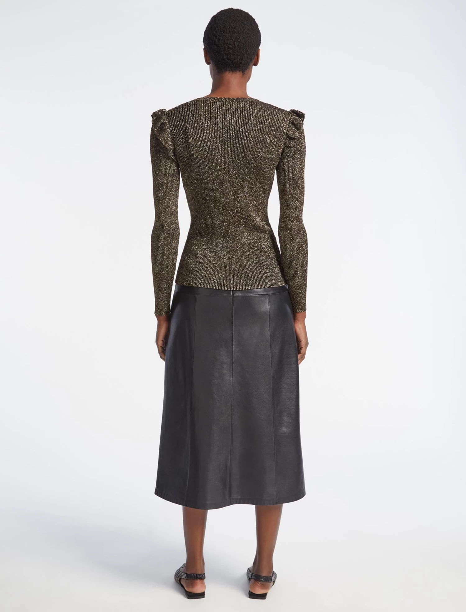 Jessie Lurex Metallic Jumper - Dark Gold - Image 5