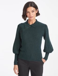 Johanna Wool Rib Knit Jumper - Dark Green