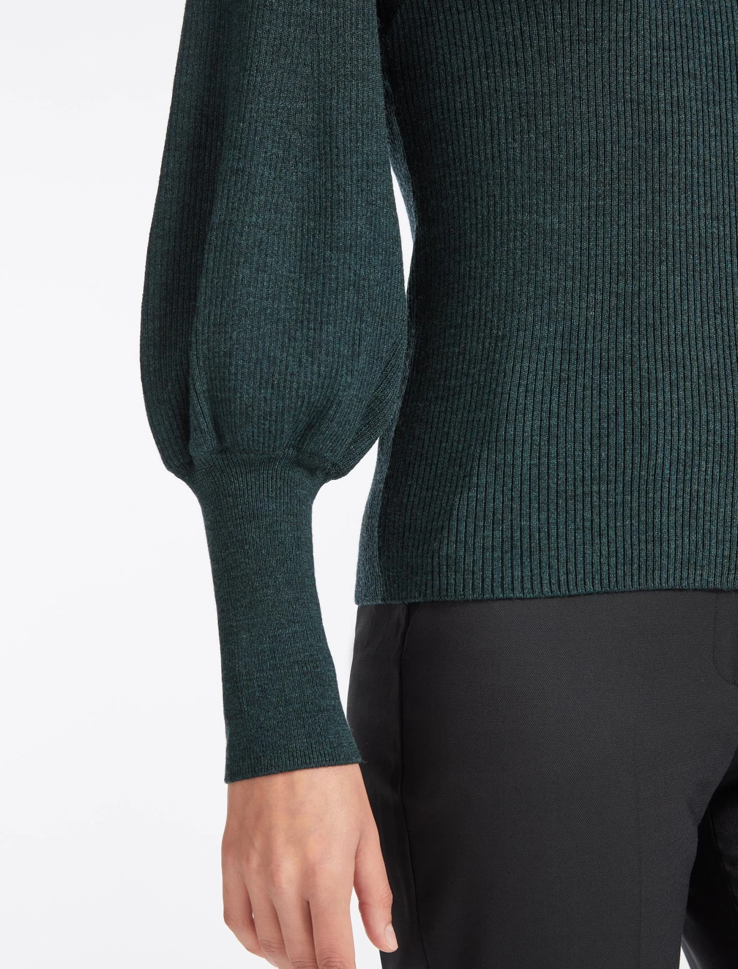 Johanna Wool Rib Knit Jumper - Dark Green - Image 4