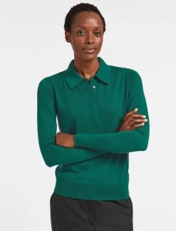 Josie Wool Collared Jumper - Mid Green