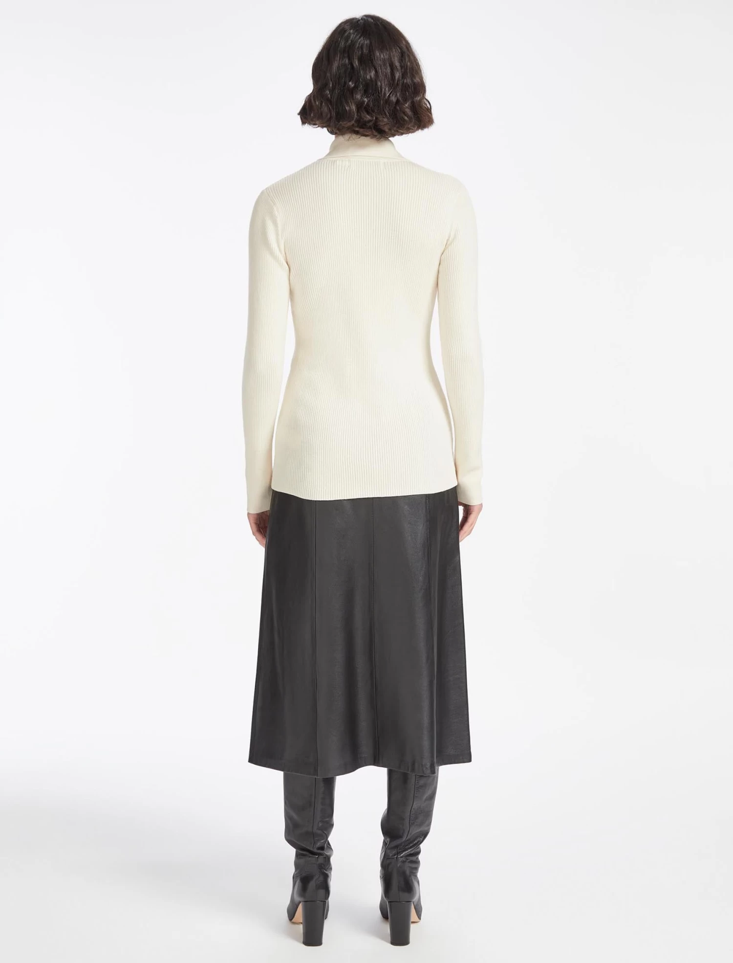 Kelis Wool Rib Knit Cardigan - Cream - Image 7