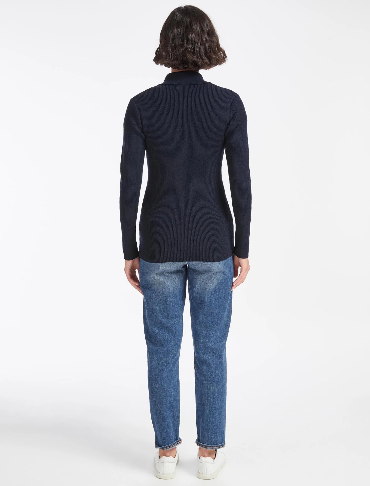 Kelis Wool Rib Knit Cardigan - Navy - Image 5