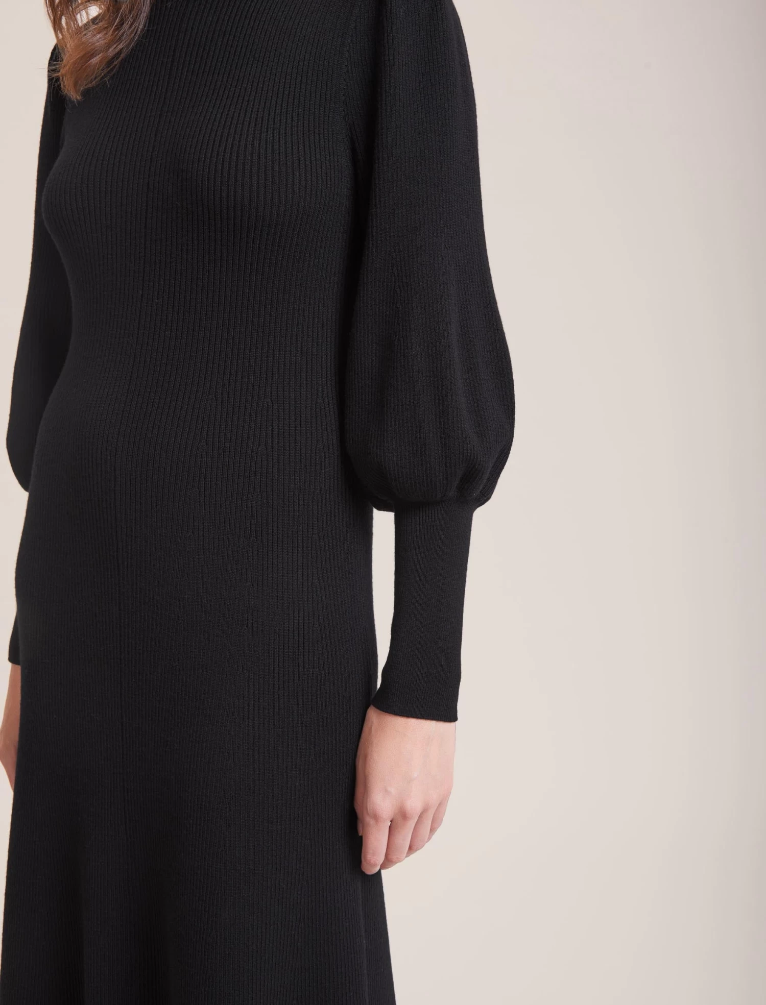 Eva Merino Wool Roll Neck Dress - Black - Image 4