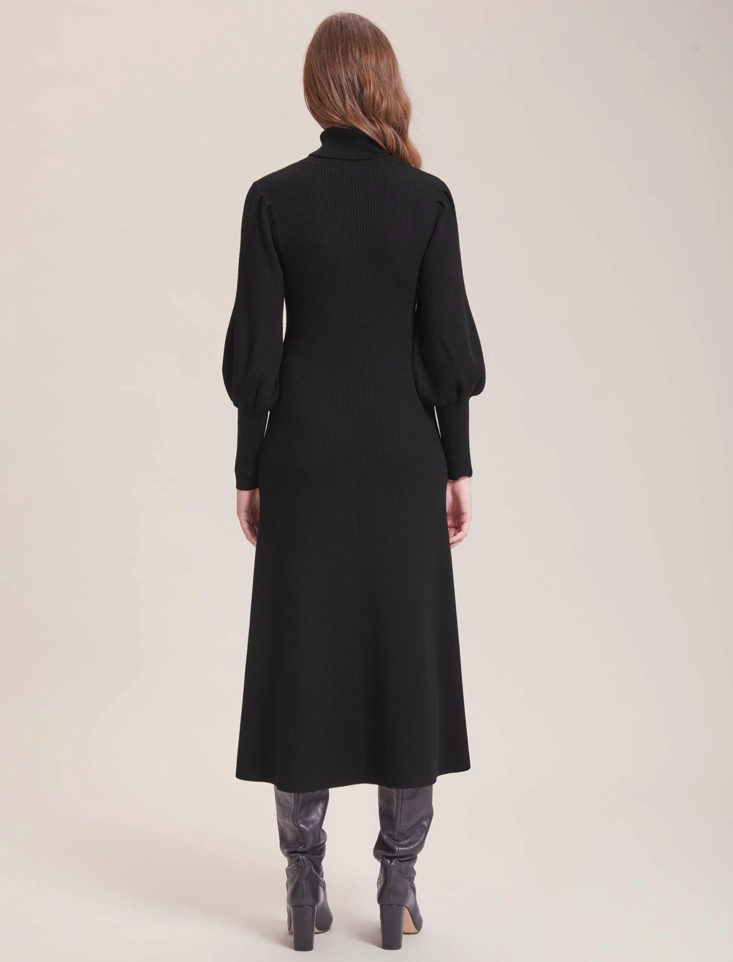 Eva Merino Wool Roll Neck Dress - Black - Image 5