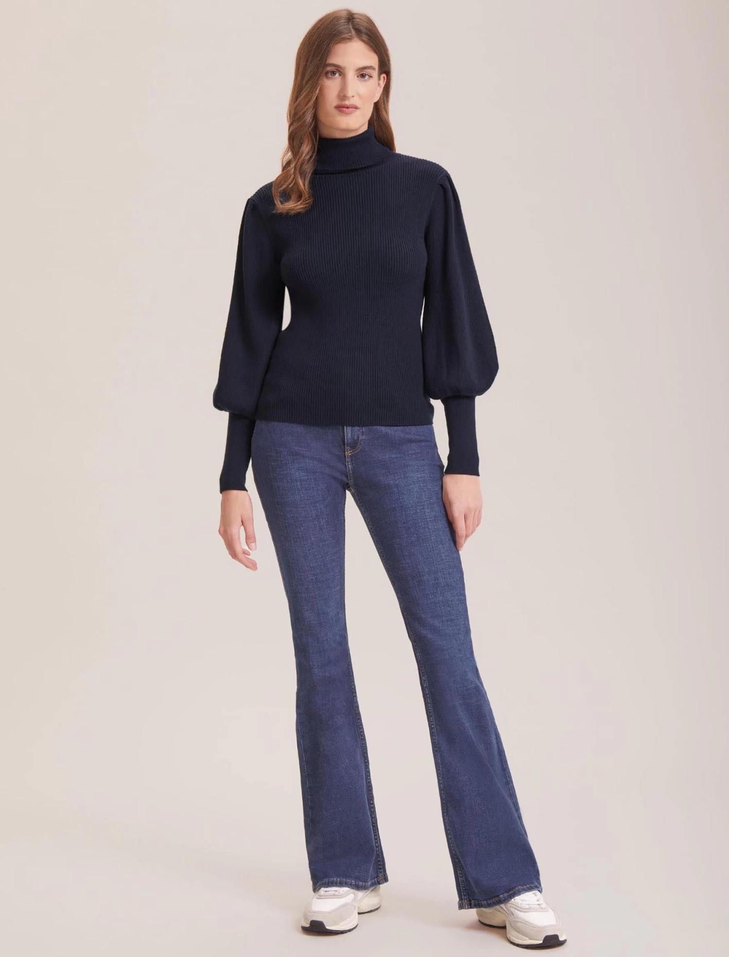 Eva Wool Roll Neck Jumper - Navy - Image 2