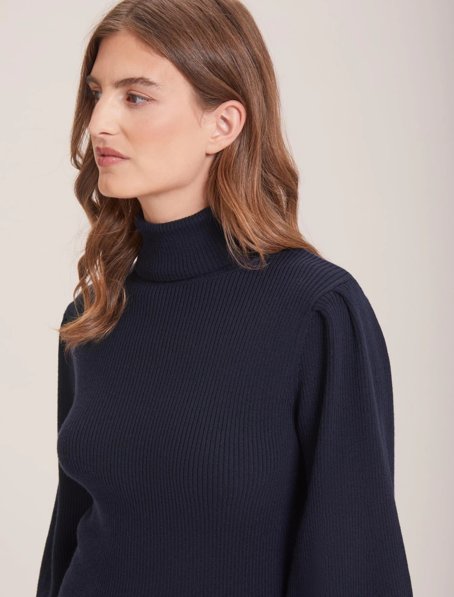 Eva Wool Roll Neck Jumper - Navy - Image 3