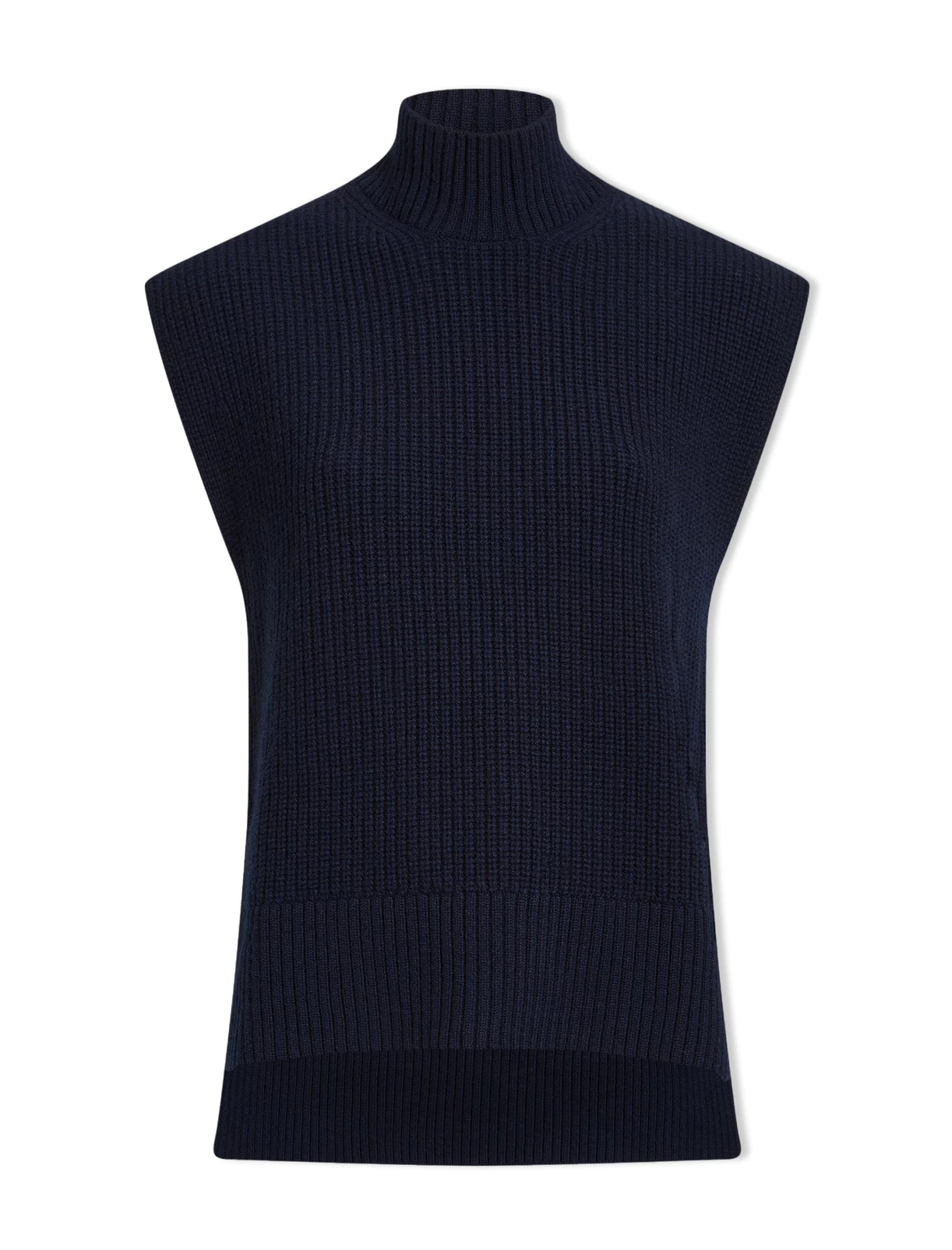 Janice Cashmere Blend Funnel Neck Sleeveless Jumper - Navy - Image 7