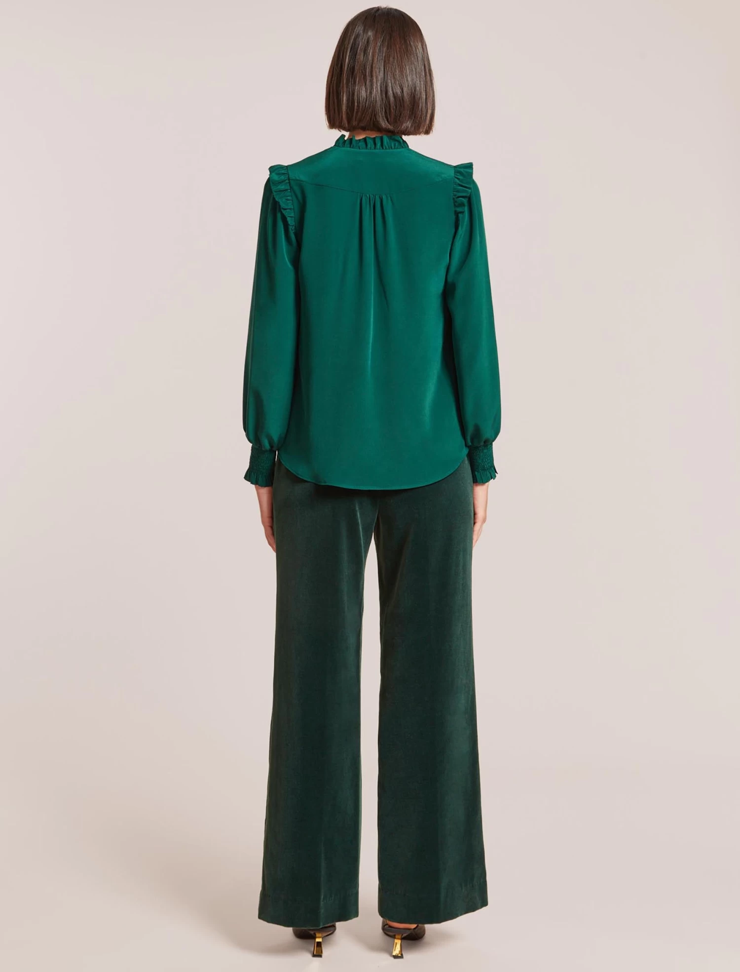 Stella Silk Shirt - Dark Green - Image 7