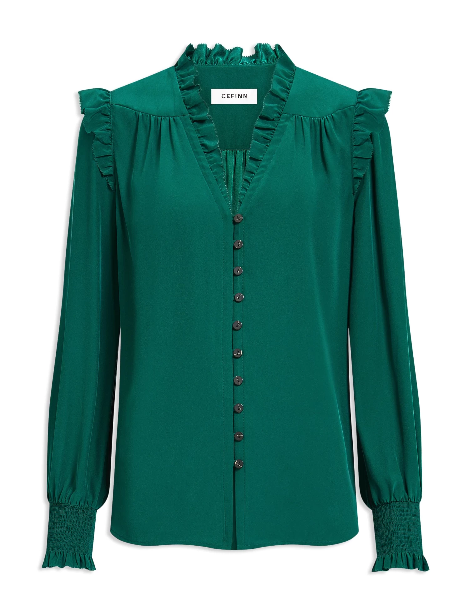 Stella Silk Shirt - Dark Green - Image 8